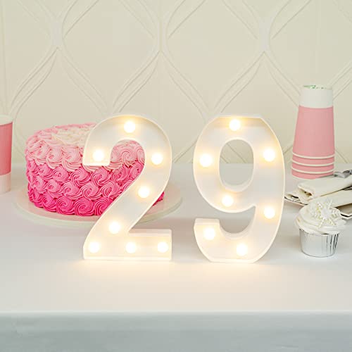 Image of Restaurantware Illumify 7.1 x 1.2 x 8.7 Inch Light Up Number 1 Durable Marquee LED Light - Number 9 Touchproof White Plastic Party Light Keyhole Slot For Parties Weddings Or Special Events