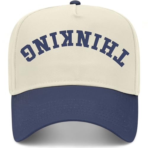 Thinking Cap Upside Down Hat | Premium Adjustable Snapback Baseball Trucker Hats for Men & Women (US Alpha One Size Navy/Natural)