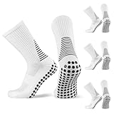 ZAHRVIA 3 Paires Chaussette Antidérapante Foot Homme Femme, Respirantes Chaussette Foot, EU 39-45 Chaussette Sport pour Football Basket Rugby Yoga Trekking (Blanc)