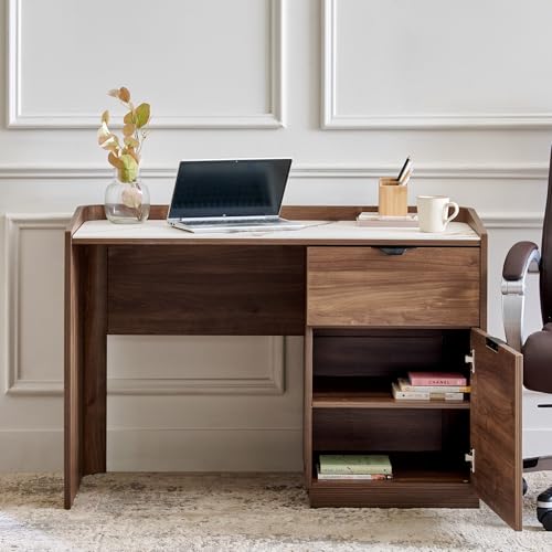 Image of Home Centre | Hadley Study Desk | Study Table for Home Office | Engineered Wood | Brown | 1 Year Warranty