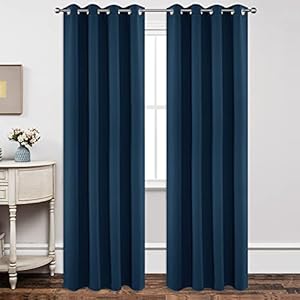 Joydeco Blackout Curtains 90 inch Long 2 Panels Set, Thermal Insulated Long Curtains & Drapes 2 Burg, Room Darkening Grommet Drapes for Bedroom Living Room Windows (W52 x L90 Inch, Navy Blue