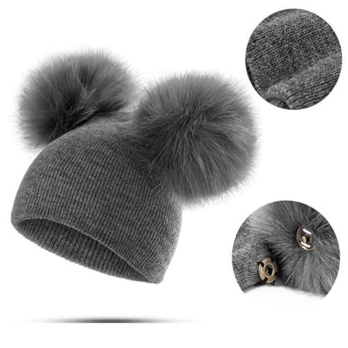 Double Pom Pom Winter Warm Knitted Beanie: Soft Knit Skull Caps with Detachable Pom Pom for Girls & Boys2