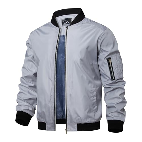Image of QLZ Men's Bomber Jackets Varsity Flight Jacket For Men Casual Lightweight Windbreaker Windproof Track Puffer Coat