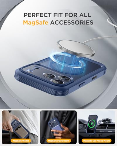 Image of miracase for iPhone 17 Pro Privacy Series Case, Magsafe, Deep Blue | Built-in Privacy Screen Protector | 360 Full Protection | Colored Bezel & Clear Back | Shock-Absorbent | 6,3 Inch