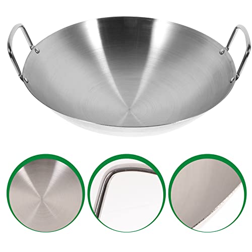 Kichvoe Stainless Steel Wok Round Bottom Frying Pan Heavy Duty Multi-functional Pot for Gas Stove Deep Design for Convenient Cooking Easy Cleaning for Stir-frying Grilling and More