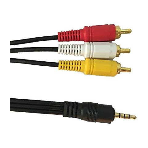 GTMax Premium Gold Plated 3.5mm Plug to 3 RCA Camcorder Audio Video A/V Cable 6Feet for Sony JVC Panasonic Canon Samsung Camcorders Cover