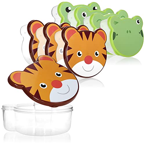 CONSEGNA: Set di barattoli da 8 pezzi (2x misura) // Dimensioni: ca. 15x14x7cm (lunghezza x larghezza x altezza) // Materiale: plastica // Colore: trasparente, bianco, verde, nero, marrone, arancione // Motivo: rana - tigre // Non adatti per lavastoviglie, per microonde e forno