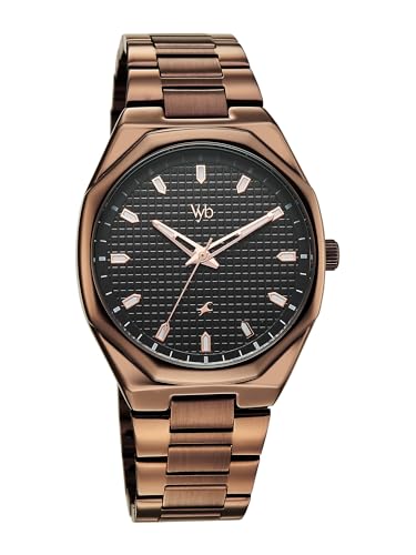 Image of Fastrack Vyb Nimbus with Quartz Analog Black Dial Brown Zinc Alloy Strap Watch for Men - FV30043QM01W