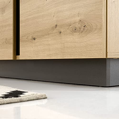 Lomadox TV Wohnwand 3-TLG inkl. Beleuchtung in Eiche Artisan Nb. mit Absetzungen in Graphit grau, B/H/T: ca. 245/180/40 cm – Bild 5