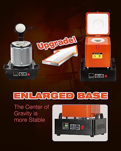 Image of GAOMON 3KG+1KG Gold Melting Furnace 1400W 2100F LED Display Digital Electric Smelting Furnace PID Temperature Control Smelter Kiln Kit for Quick Smelting Scrap, Gold, Silver, Copper, Aluminum[Square]