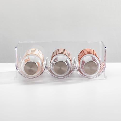 image for mDesign Plastic Free-Standing Stackable 3 Bottle Storage Holder Rack -