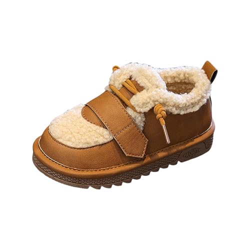 IWIHMIV Girls Warm Winter Shoes Outdoor Non Slip Cold Weather Cotton Shoes Toddler Warm Fleece Walking Shoes