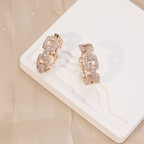 Metmolley Silver Colorful Hoop Earrings For Women Gold Crystal Cz Square Hoop Earrings For Girls (White) #TOP4