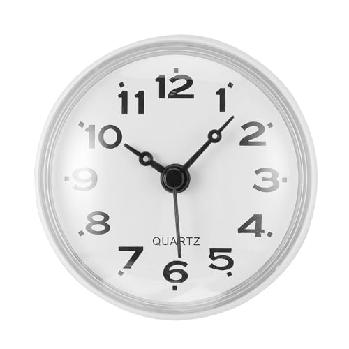 Uonlytech Reloj de Pared para Baño Ventosa, Diseño Compacto Antivaho, Silencioso y Resistente al Agua, Temporizador Integrado para Ducha y Cocina