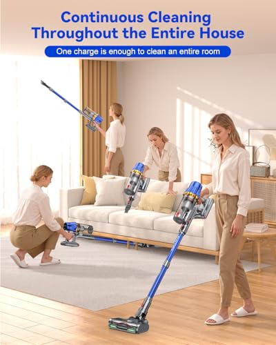 Image of H9 Cordless Vacuum Cleaner, 700W 58kPa 90 Mins Runtime Stick Vacuum, Self-Standing Wireless Vac with 6 Green LEDs, Anti-Tangle Brush for Home, Pet Hair, Carpets & Hard Floor