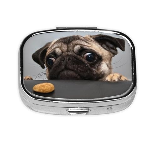 かわいい パグ 犬 ピルケース 薬ケース 2段分割 小型 ピルケース 長方形 薬入れ 薬箱 老人 子供 小物入れ 旅行に便利コンパクト 持ち運び