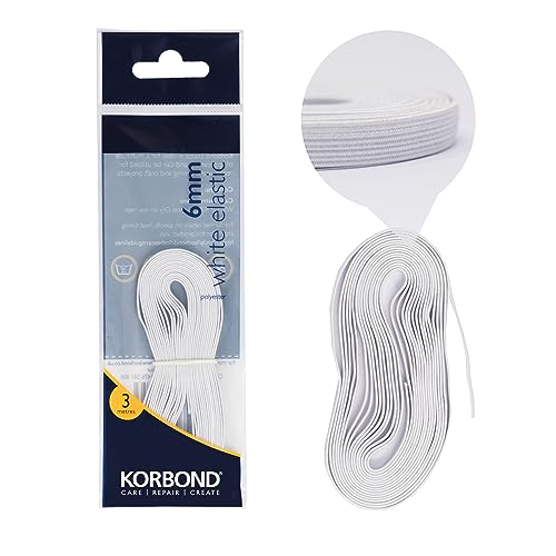 Korbond Elastico Piatto Per Cucito, 6 Mm X 3 M, In Misto Poliestere Di Lunga Durata, Per Riparare Vestiti, Girovita O Polsini, Per Sartoria, Creazioni