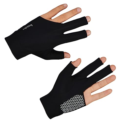 HOODANCOS 防滑三指ビリグローブ 伸縮性手首フィット 通気性 耐磨耗性 左手用練習用指だしグローブ ブラック
