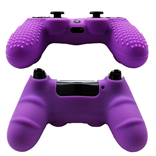 Ps4 Controller Grips,Pandaren Studded Anti-Slip Silicone Cover Skin Set Compatible For Ps4 /Slim/Pro Controller(Purple Controller Skin X 1 + Fps Pro Thumb Grips X 8) #TOP4