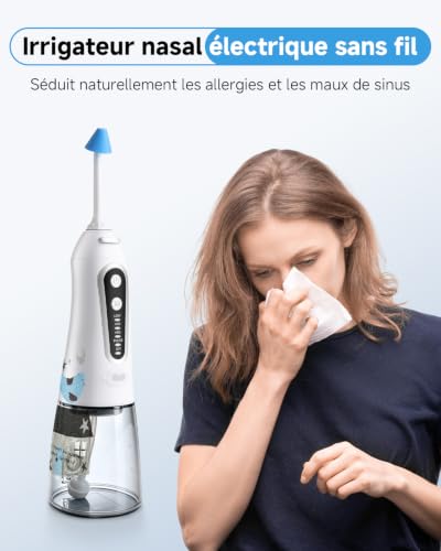Eovuox Douche Nasale Électrique Sans Fil | Pour Adultes et Enfants | Pour l’hygiène nasale quotidienne en cas de nez bouché et de problèmes de sinus | Modèle rechargeable, longue autonomie – vue 6