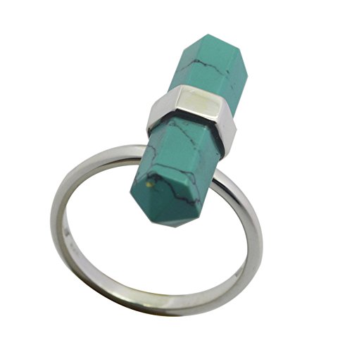 Bague turquoise forme bullet pour la lithothérapie et l'équilibre du chakra de la gorge
