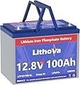 Lithova 12V 100Ah LiFePO4 Battery, Built in 100A BMS, Up to 15000 Deep Cycles, Rechargeable 1280Wh Lithium batteries BCI Group 24 Size for RV, Solar, Marine, Trolling Motor and Home Energy Storage