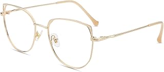 Firmoo 2023 Cat Eye Blue Light Blocking Reading Glasses 1.25, Readers Glasses Anti Glare Reduce Headaches for Computer Use,Gold