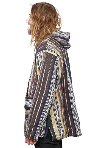 Sunshine Joy Woven Baja Style Zip Up Hoodie Hooded Jacket Earth Stripe3