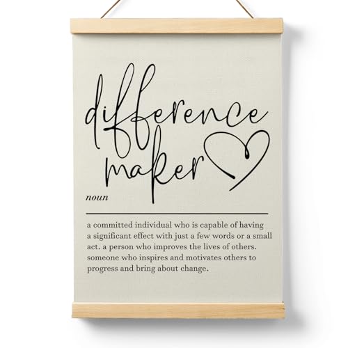 Ryeolo 108 Difference Maker Definition Wooden Poster Hanger Frame 12.5X17 Inch,Difference Maker Poster Hanger Frame,Appreciation Retirement Gifts Wooden Hanging Wall Art cover