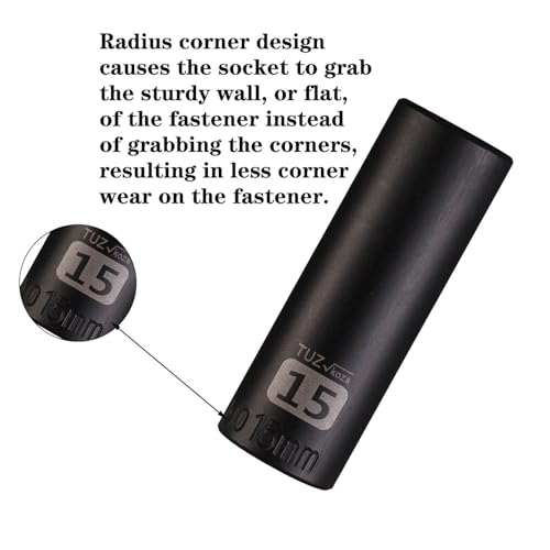 Image of 3 /8 inch Square Drive 15mm Metric Impact Socket,Hex Deep Socket Design,CR-MO Steel for Nut repair for Any Application