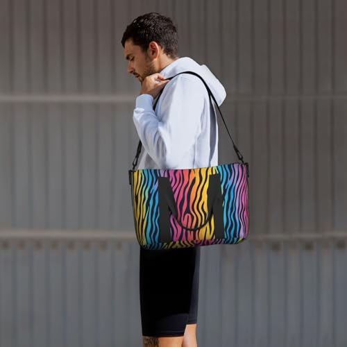 Laptop Tote Bag for Women Work - Colorful Zebra Stripes Print Weekender Overnight Bags for Women Travel, Gym Duffle Bag for Men, Personal Item Crossbody Travel Bags for Men Carry On 6