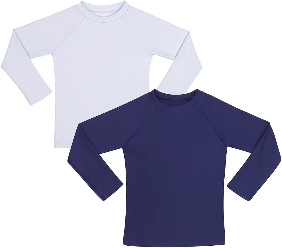 KAKU NANU Long Sleeve Rash Guard Boy Kids UPF 50+ Swim Shirts