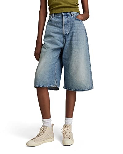 G-Star Raw Patti Denim Shorts , Pantalones Cortos Para Mujer, Azul Sun Faded Air Force Blue D22989-D317-C947 , 29