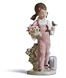 LLADRÓ Spring Girl Figurine. Porcelain Girl with Flowers Figure.