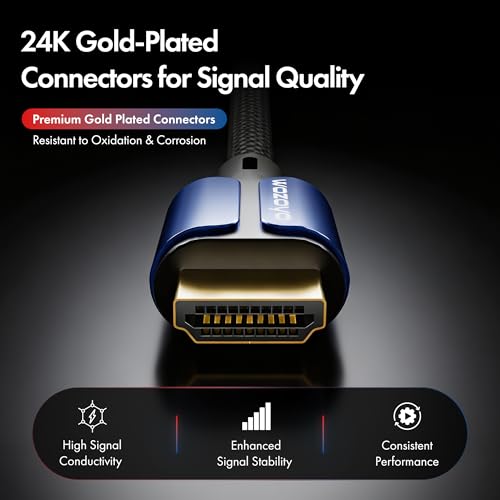 Image of HDMI Cable V2.1 with Ethernet,Wozoyo 8k@60Hz,4K@120Hz UHD Resolution,2 Mtr braided, 48 Gbps transmission Ultra high Speed,HDR /HDR10 /Dolby Vision,Dolby Atmos and DTS:X,Compatible with all HDMI Devices