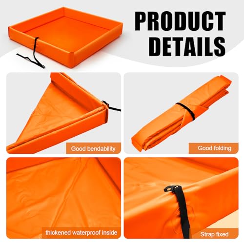 Image of Wettarn Folding Duck Pond 4' x 4' Portable Spill Containment Berm Wall Containment Berm (Orange)