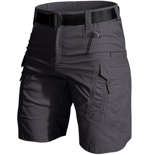 Mens Hiking Cargo Shorts, Quick Dry Tactical Shorts for Fishing Safari, Lightweight Waterproof Short(No Belt)