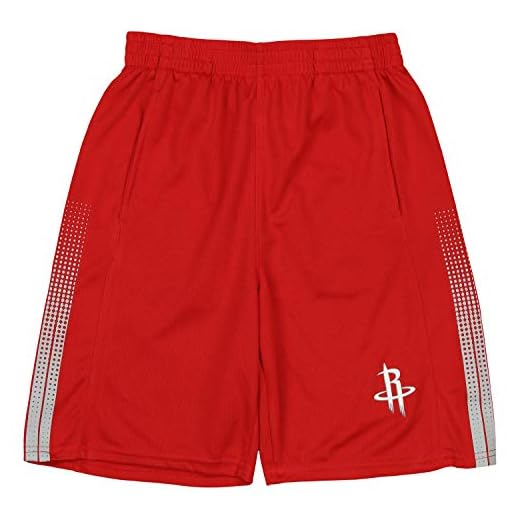Outerstuff NBA Youth Boys (4-20) Courtside Perfomance Shorts, Various Teams, Houston Rockets, X-Large (14-16)