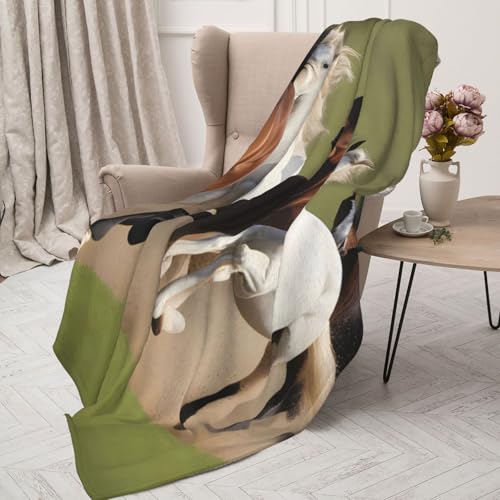 Couverture jeté de canapé et lit plaid imprimé chevaux 152x127 cm - 5