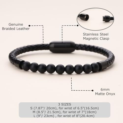 Pulsera de cuero con piedras para hombre COAI miniatura 3