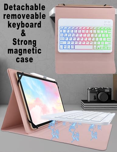 Xchytecher Universal Tablet Keyboard Case For 9.7 Inch,10.1 Inch,10.2 Inch,10.5 Inch,10.9 Inch,11 Inch Tablets,7 Color Rainbow Backlit Removable Keypad With Pen Holder For Android 10.1 Inch Tablet thumb #3