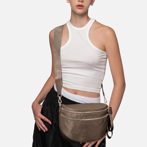 Image of hibear Checkered Crossbody Bag Spacious Bum Bags for Women Nylon Crossbody Fanny Packs Checkered Purse Belt Wallet