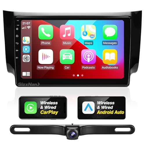 SizxNanv for Sentra Radio 2013-2018 Upgrade Compatible with Wireless Carplay Android Auto,Android Car Stereo Touchscreen Bluetooth Navigation GPS WiFi FM/AM Multimedia Player Backup Camera Head Unit