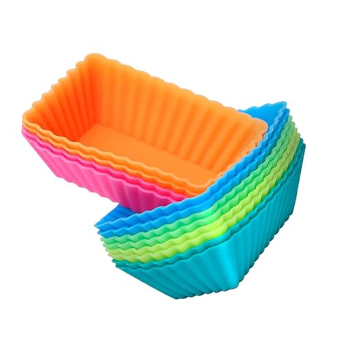 Toyvian 12 piezas Molde de Silicona para Hornear Reutilizable Resistente al Calor para Bizcochos Muffins y Tartas Colores Aleatorios Fácil de Desmoldar y Limpiar Apto para Color Aleatorio