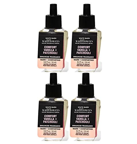 Bath & Body Works Comfort Vanilla Patchouli WallFlowers Fragrance Refill 0.8 Oz 4 Pack (Comfort Patchouli) 3.2 Fl Oz
