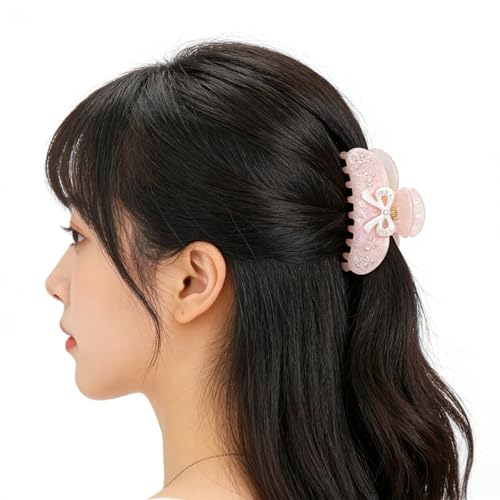 Pinza para cabello con diseño de moño brillante color rosa miniatura 5