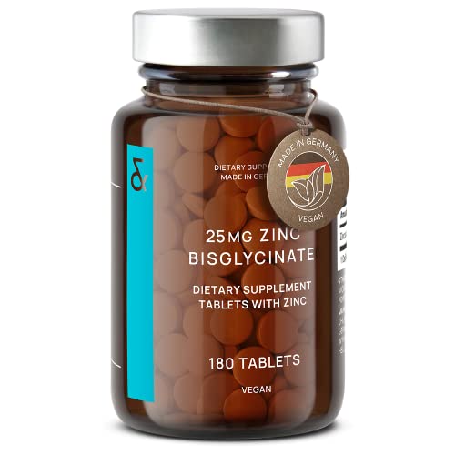 Zinc Bisglycinate 25mg - 180 Comprimés - Haute Dosé avec 25mg Zinc Végétal - Natural Zinc Complement Alimentaire - Soutient le Système Immunitaire et au Maintien...