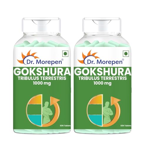 Image of DR. MOREPEN Gokshura Tablets | 1000 mg Tribulus Terrestris | Overall Wellbeing for Men & Women - 60 Veg capsules Pack of 2
