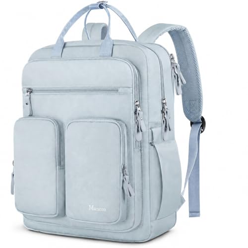 Mancro Travel Backpack for Women, Womens TSA Laptop Backpack with 15.6 Inches Laptop Compartment and Dry-Wet Pocket, Travel Daypack Weekend Backpack for Women, Blue