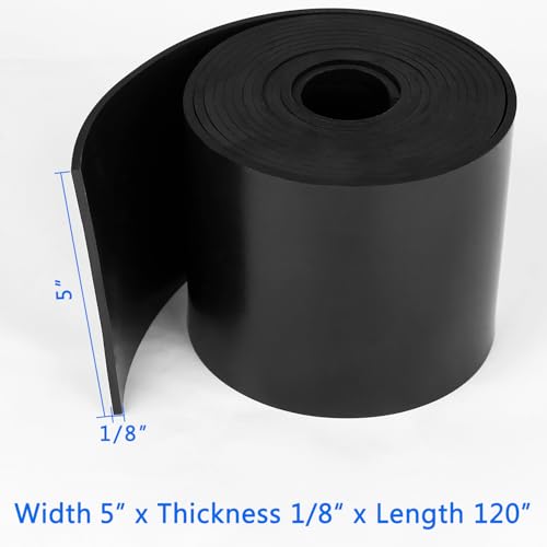 Image of WochiTV Solid Rubber Strips Rolls, 5 inch Wide x 1 /8 inch Thick x 120 inch Long Neoprene Rubber Sheets Perfect for DIY Gasket Material, Sealing, Liner, Shield, Padding, Mat